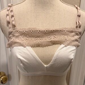 Cosabella Lace Accent Bralette - Cream and Tan